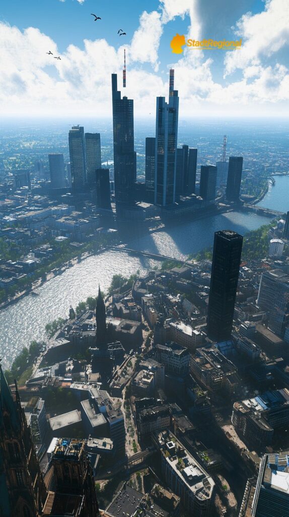 Atemberaubende Aussicht vom Main Tower auf Frankfurt