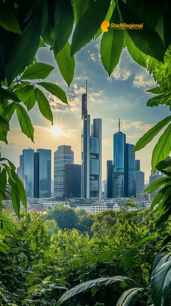 Skyline von Frankfurt aus dem Palmengarten gesehen

