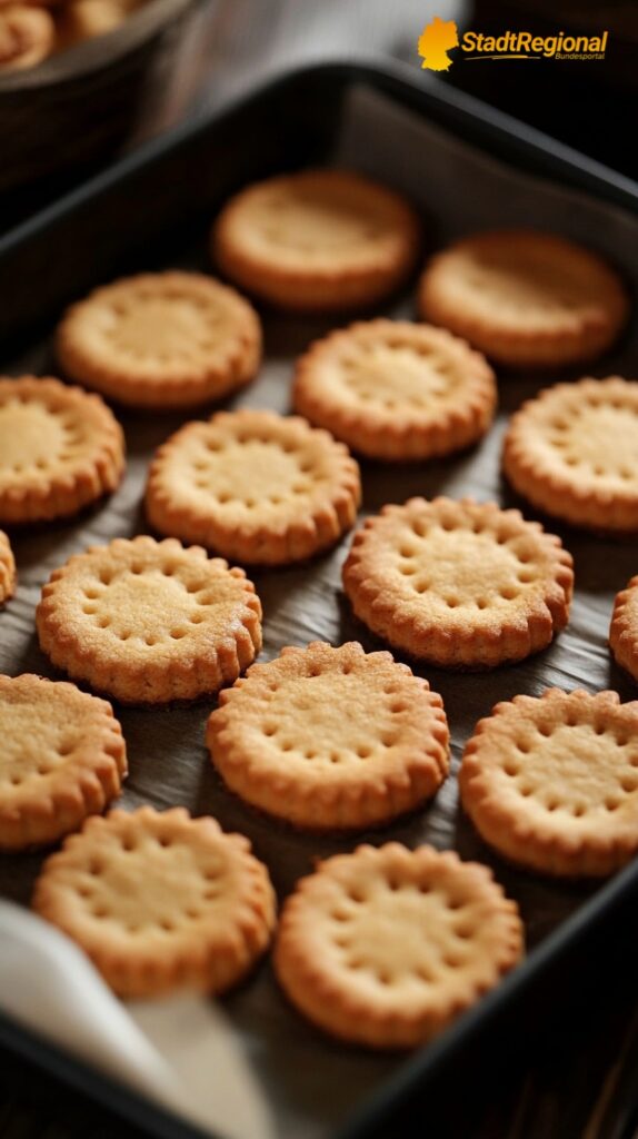 Klassische Plätzchen auf einem Backblech.