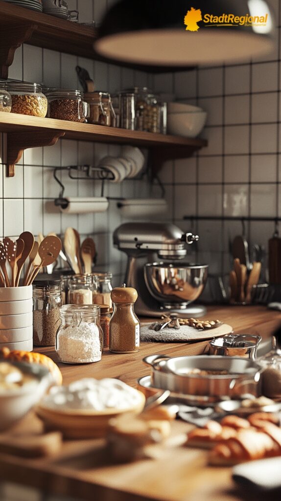 Küchenutensilien für effizientes Plätzchenbacken.