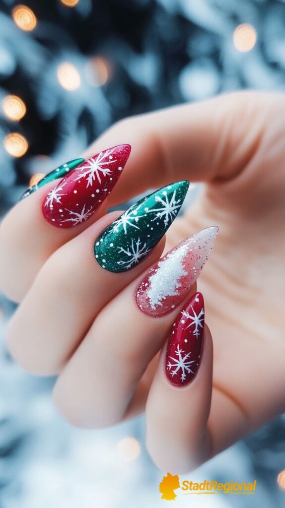 Professionelle Weihnachtsmaniküre im Nagelstudio

