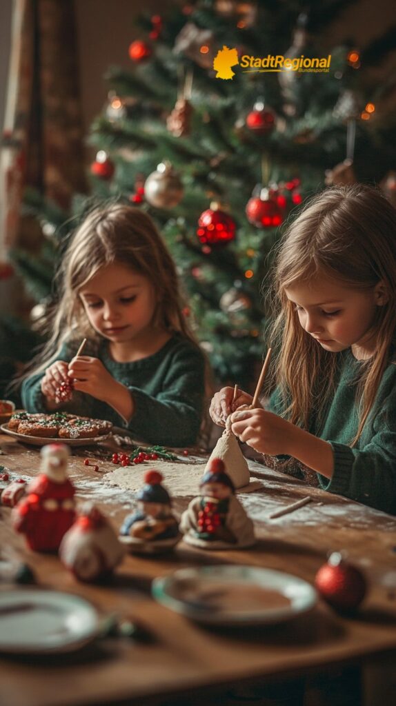 Kinder gestalten Weihnachtsfiguren aus Salzteig

