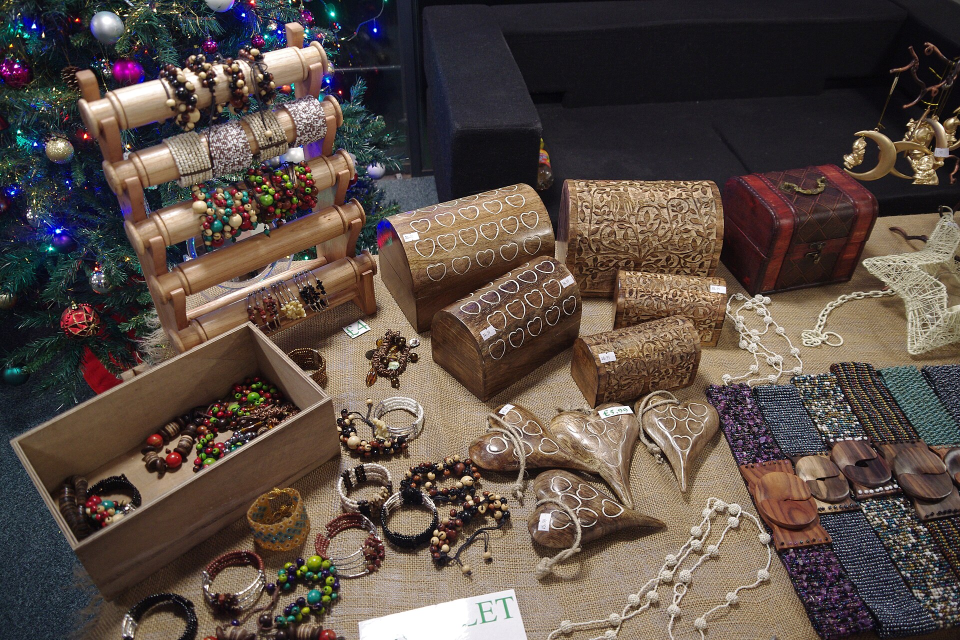 The Melton Hall Christmas Market. These products are all recycled/sustainable, mostly from the Indian subcontinent, provided by Sam Noon.