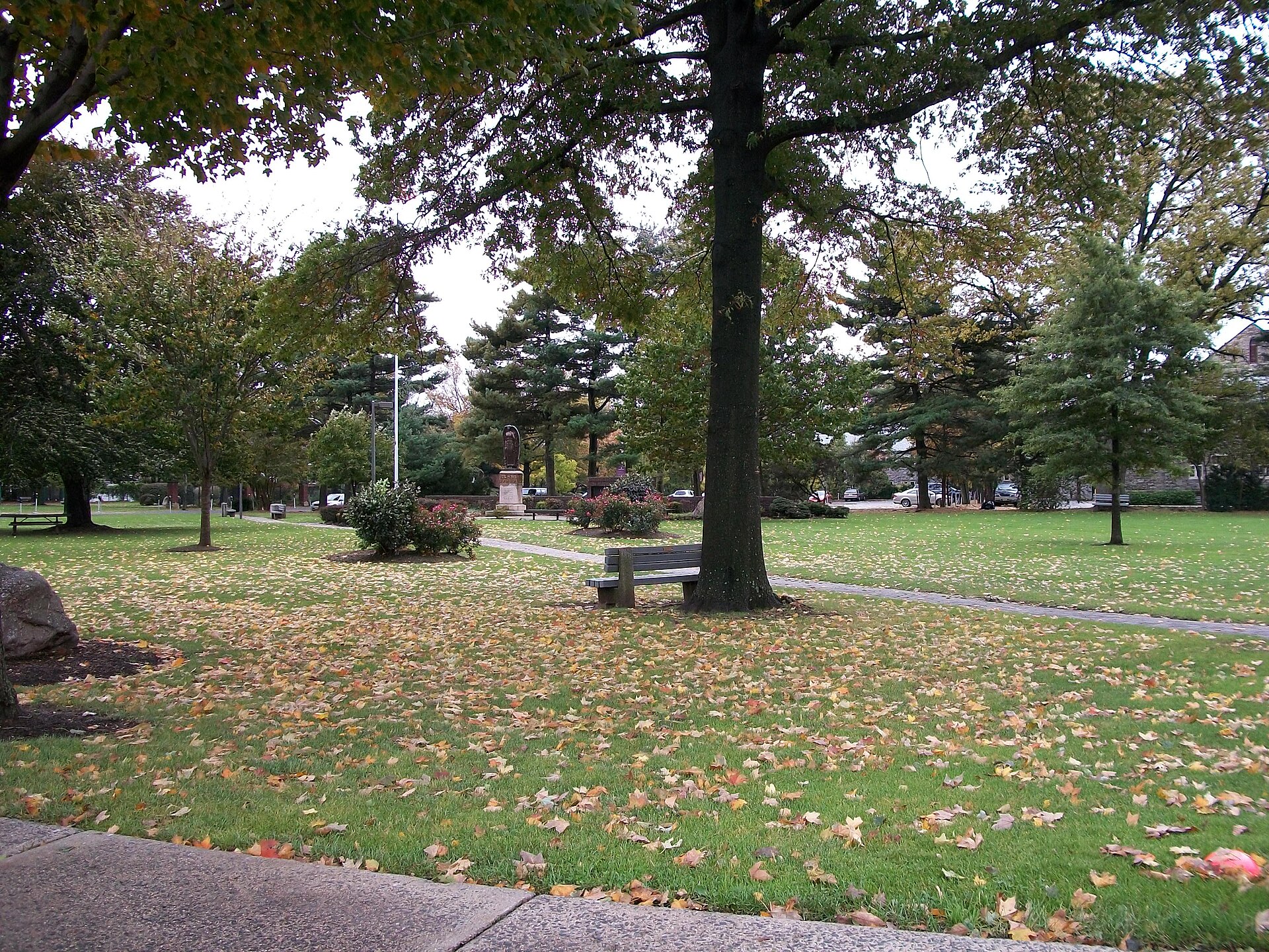 The Summit Green as seen from Broad Street in October, 2009; in the distance is a memorial commemorating residents who fought and died in…
